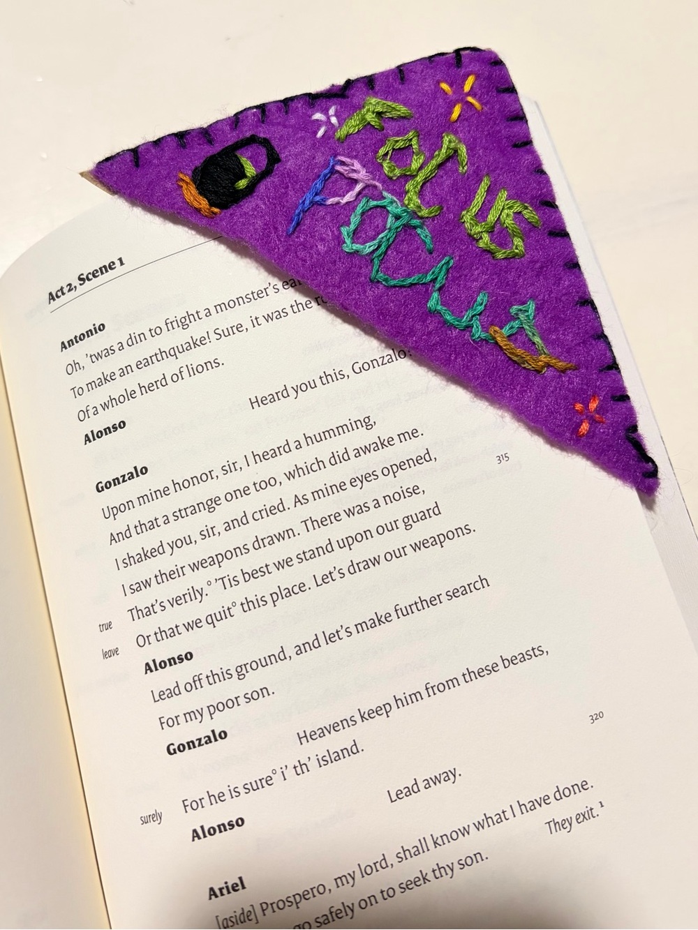 Handmade Upcycled Embroidered Spooky Felt Corner Bookmark | Book Lover’s Gift